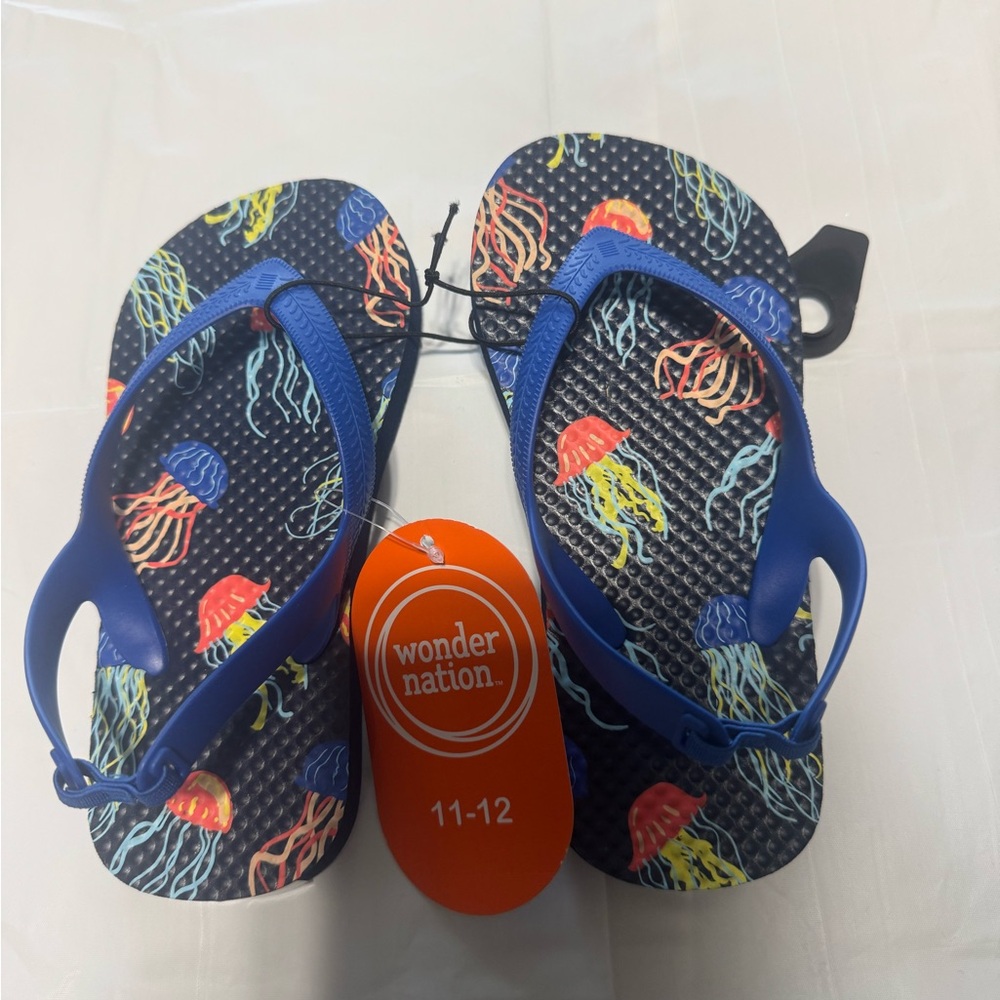 Wonder Nation Kids Flip Flops - Blue and Multicolor